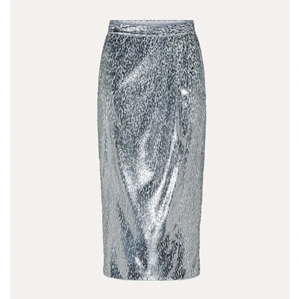 NWT Forte Forte Encanto Lurex Velvet Skirt Silver Estrella | Size 0 - Picture 4 of 9